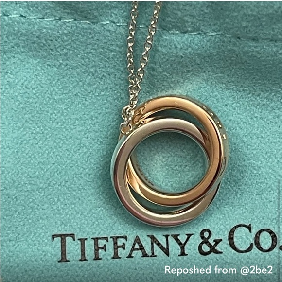 ❤️SOLD❤️✨HP✨TIFFANY & Co 925 SS & Rubedo Metal 1837 Circles Necklace 16” - Picture 7 of 12